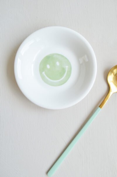 mini schaaltje smiley illustratie mint groen