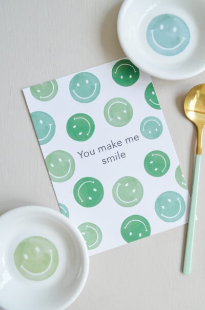 cadeausetje you make me smile met mini schaaltje met smileys en smiley kaart